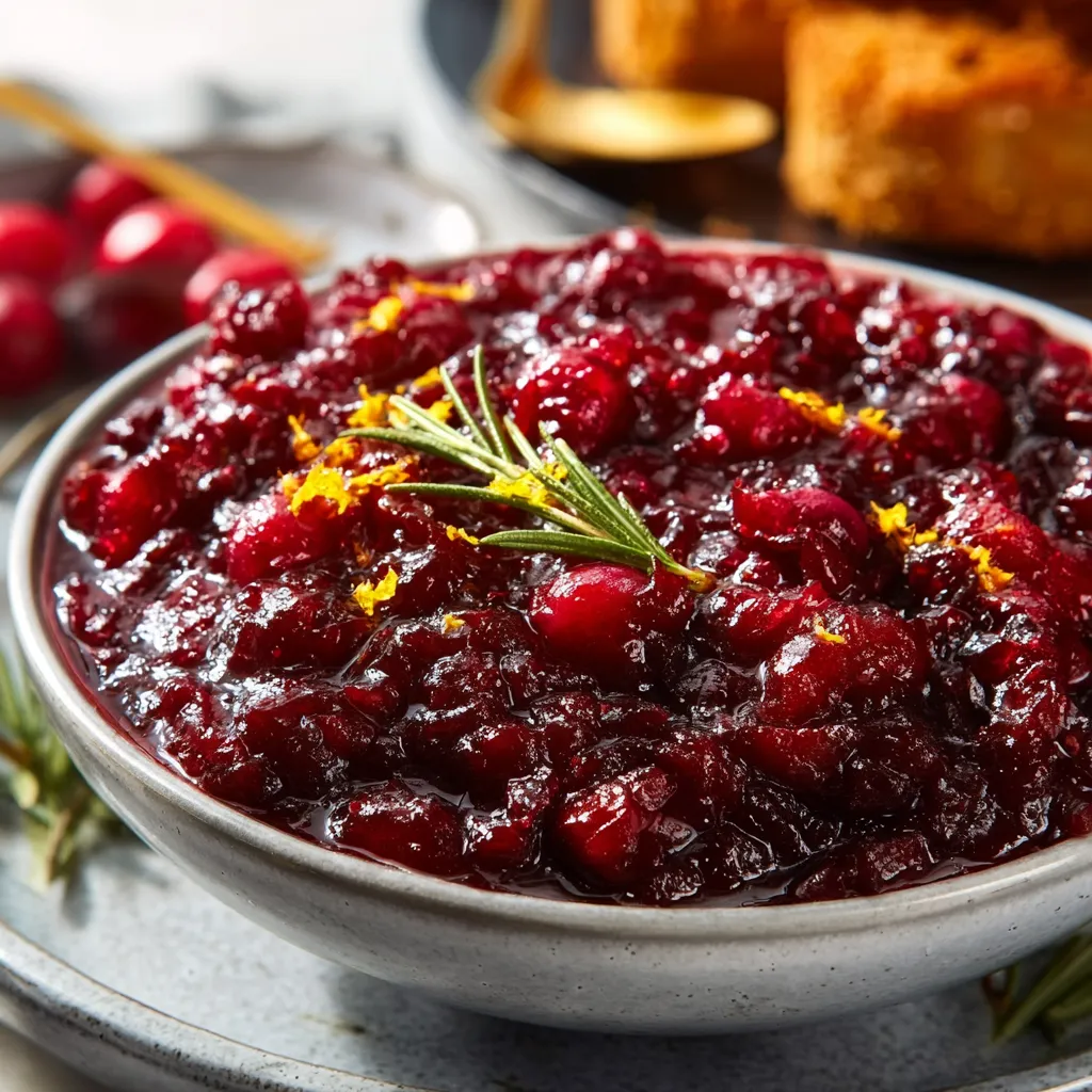 Honey bourbon cranberry sauce simmers in a saucepan, showcasing its vibrant color and texture, ready to elevate your holiday meal.