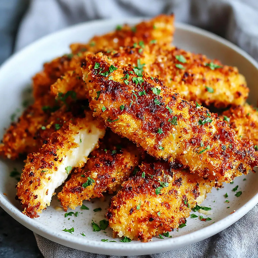 Crispy homemade baked chicken tenders are shown in this image, perfect for a quick and easy family meal.